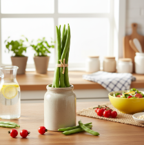 kohteita Koristeelliset Pavut, Keinotekoiset Vihannekset, Vihreät, Aitoa Kosketusta, 17 cm, 6 Kappaletta