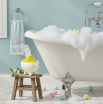 kohteita Pääsiäistipun koriste, chenilletipu kylpyammeessa, keltainen, 9cm