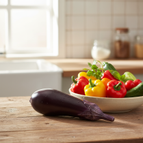 kohteita Kasviskoristelu munakoisoruokanukke 15cm