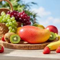 kohteita Keinotekoinen mangonpunainen, keltainen Realistic Food Dummy 15cm