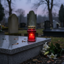 kohteita Syksyinen hautakynttilä haudan koristeeksi pyhäinpäivään ja kuolleiden sunnuntaihin, 13 cm, 8 kpl