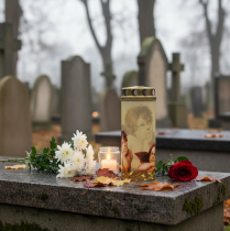 kohteita Hautakynttilä enkeli hautakynttilä suruvaloaiheella Ø6cm K15,5cm