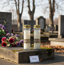 kohteita Hautakynttilät valkoiset ruusut suruvalo Ø7cm K23,5cm 100h 2kpl