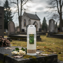 kohteita Hautakynttilä, valkoinen, viikkopoltin, ICP, kompostoitava, korkeus 24 cm