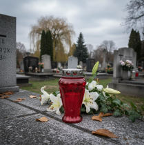 kohteita Hautakynttilät punaiset pisarat suruvalot Ø9cm K17cm 4 kpl