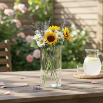 kohteita Korkea lasimaljakko, yksinkertainen lasisylinteri kukkamaljakoksi tai koristelasiksi, 20 cm