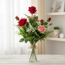 kohteita Ruusunoksa silkkikukka keinotekoinen ruusu punainen 72cm