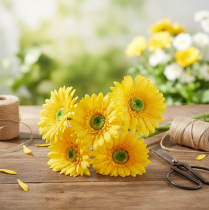 kohteita Tekokukat Gerbera Sun Yellow Garden Flower 47cm