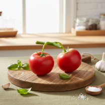 kohteita Koristeelliset tomaatit 2 tekotomaattia köynnöksessä Ø6cm P15cm