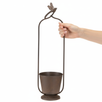 kohteita Vintage-istutuslaatikko säleiköllä, sudenkorentokuvio, metalli, Ø16/K62cm