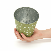 kohteita Hopeanvihreä istutusruukku, metallinen kukkaruukku tähdillä, Ø14cm