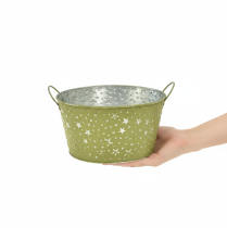 kohteita Metallinen kulho tähdillä ja kahvoilla, vihreä, Ø20cm, K11.5cm