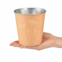 kohteita Metallinen kukkaruukku, istutusastia, persikankeltainen, Ø11,5cm, korkeus 11,5cm