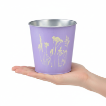 kohteita Metallinen kukkaruukku, kukkaistutusastia, violetti, Ø11.5cm, korkeus 11.5cm