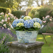 kohteita Kukkakulho kahvoilla, hortensiakuvio, metalli, 26 × 13 × 14,5 cm