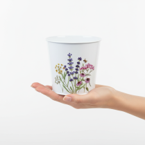 kohteita Ruukku, kukkaruukku, metallilevy, istutuslaatikko Ø15cm K14cm