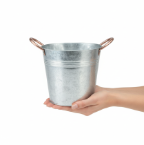kohteita Metallinen kukkaruukku kahvoilla, koristeämpäri, Ø21cm, korkeus 19.5cm
