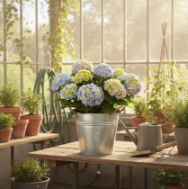 kohteita Metallinen kukkaruukku kahvoilla, koristeellinen ämpäri, Ø16cm K15cm