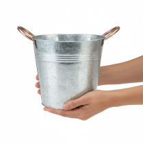kohteita Kukkaruukkuämpäri kahvoilla, metallikoriste, Ø19cm, korkeus17cm