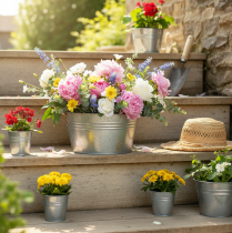 kohteita Pyöreä kukkakulho kahvoilla, metallikulho Ø17,5cm K9cm