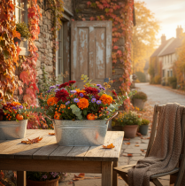 kohteita Kukkakulho kahvoilla, koristekulho, metallia, 17,5 × 12 × 9 cm