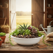 kohteita Metallinen kulho, valkoinen, emalijäljitelmä, Ø36cm, korkeus 9.5cm