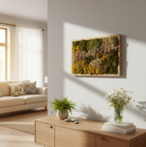 kohteita Sammalkuva, aitoa säilytettyä sammalta ja oksia, luonnonvärinen, 60 × 40 cm