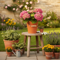 kohteita Koristeellinen metallinen ämpäri/istutusastia, oranssinruskea, Ø22cm, K21.5cm, 6L