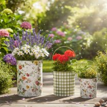 kohteita Vintage-koristeet metalliruukut, Ø18/15/12cm, 3 kpl:n setti