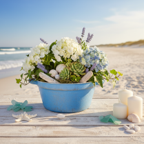 kohteita Koristeellinen kulho/ruukku, sininen metalli, shabby chic -sisustus, Ø21cm, korkeus10.5cm