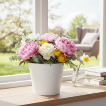 kohteita Metallinen istutusruukku, pastellinvalkoinen, Ø16cm, korkeus 14cm