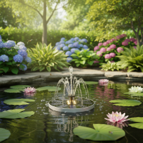 kohteita Aurinkopumppu puutarhalammikoille, kelluva koristeellinen vesiaihe LED-valolla, 16 cm