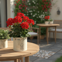 kohteita Peltiruukku, kermanvärinen, metallinen, shabby chic, Ø11cm, korkeus 10.5cm