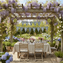 kohteita Syntymäpäiväkoristeviiriköynnös huovasta, harmaa ja vihreä, 300 cm