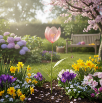 kohteita Puutarhakoristeinen tulppaani kukkapenkkeihin ja reunoille 94 cm