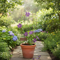 kohteita Metallinen puutarhasäleikkö kaarevalla muotoilulla köynnöksille, 110 cm