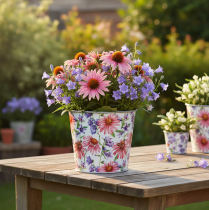 kohteita Kukkaruukku, kevätkoriste, istutusastia, metallia, Ø12cm, K10.5cm