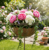 kohteita Metallinen puutarhakori, vintage-tyylinen koriste-esine tyylikkääseen ulkokäyttöön, 95 cm