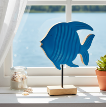 kohteita Puinen kalahahmo, merellinen koriste, käsintehty pöytäkoriste olohuoneeseen, 22 cm