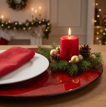 kohteita Koristelautanen muovia Ø28cm puna-musta
