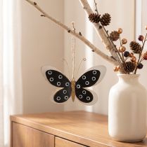 kohteita Wall Art Butterfly Deco Black White Gold Metal 15cm