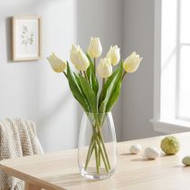 kohteita Koristeellinen tulppaanit tekokukat White Cream 20cm 6 kpl