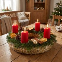kohteita Olkikranssi Ø40cm luonnonvärinen 5 kpl - Adventtikranssi, ovikranssi, pääsiäiskranssin askartelu