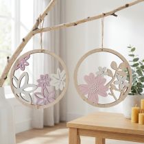 kohteita Koristeellinen ripustinpuukukkia luonnonvalkoinen violetti glitter Ø12cm 6 kpl