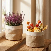 kohteita Istutuskone juuttikangaskori Utensilo Natural Ø21cm K19cm 3kpl