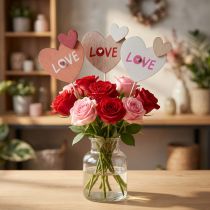 kohteita Kukkatulppa puusta Love koristetulppa 8×7,5cm 12 kpl