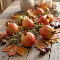 kohteita Keinotekoinen granaattiomenakoriste verkkoon pakattuna, petollisen realistinen, puna-kelta-vihreä, Ø5,5 cm, 12 kpl