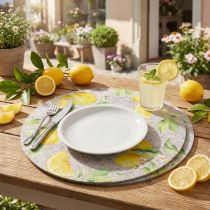 kohteita Pyöreät Tabletit Harmaa Huopa Kesäinen Sitruuna 31cm 2 kpl