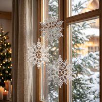 kohteita Lumihiutalekoriste ripustettavaan talvikoristeeseen valkoinen 30 cm 3 kpl