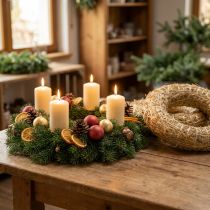 kohteita Olkikranssi Ø35cm luonnonvärinen - koristekranssi askarteluun ja adventtiin, 5 kpl setti